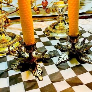 Elegant Gold Leaf Candle Holders